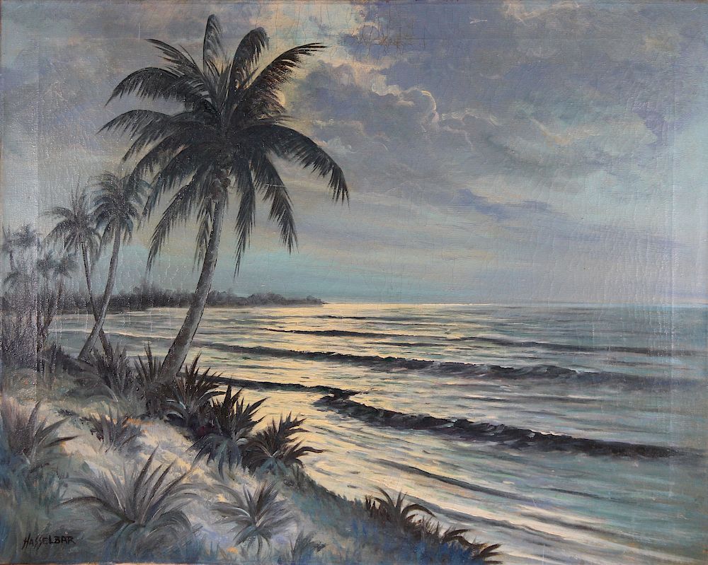 Appraisal: Hasselbar Painting of Florida Coastal Scene Hasselbar Painting of Florida