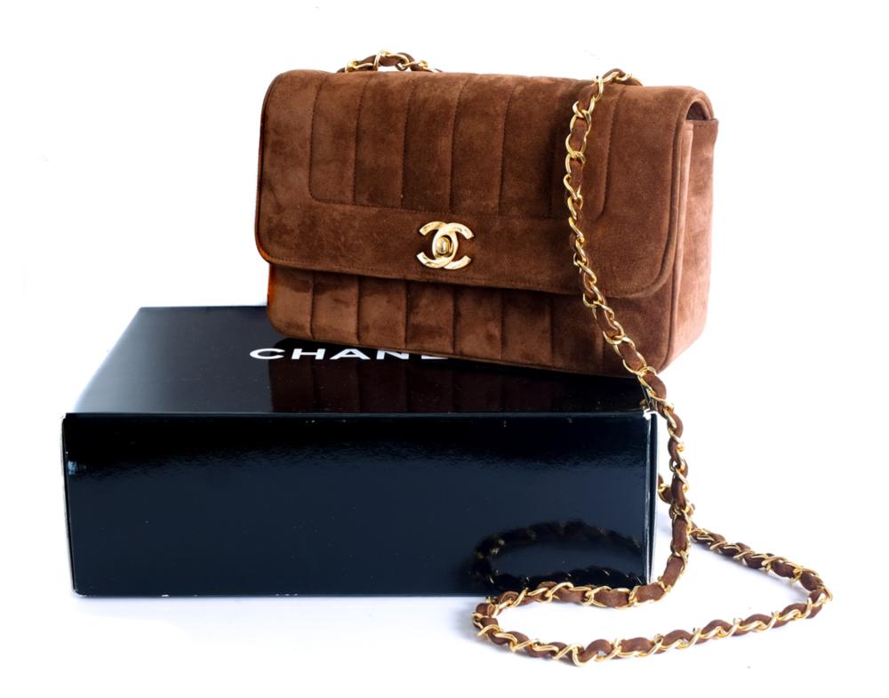 Appraisal: VINTAGE GOAT VELVET CHANEL FLAP BAG WITH GOLD HARDImmaculate and