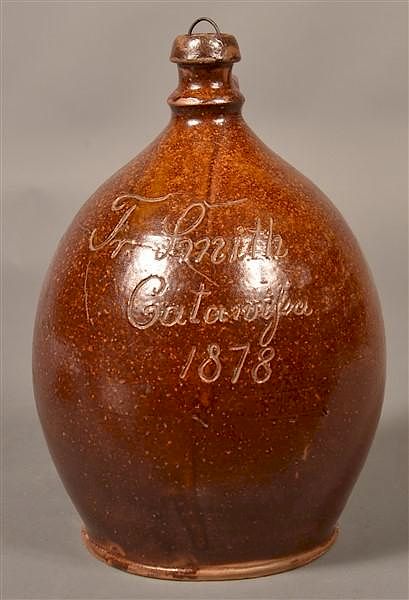 Appraisal: Redware Jug Inscribed F Smith Catawissa Glazed Redware Jug Inscribed