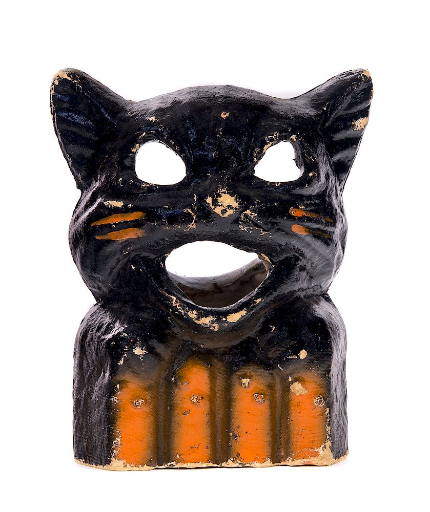 Appraisal: Black Cat Halloween Trick or Treat Candy Container Measures tall