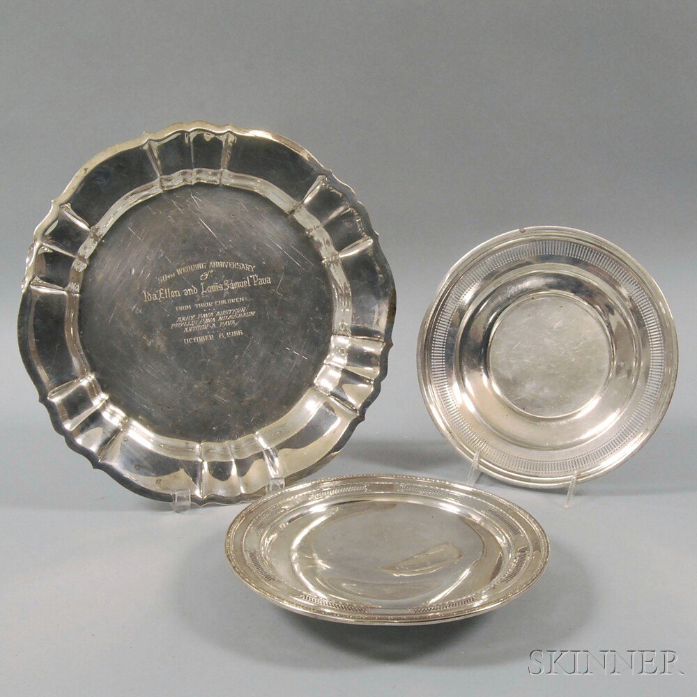 Appraisal: Three Pieces of Sterling Silver Tableware a Gorham Chippendale presentation