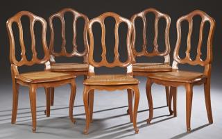 Appraisal: Set of Five French Louis XVI Style Carved Cherry D