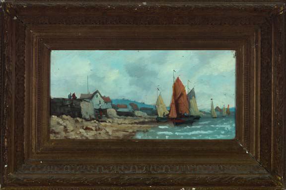 Appraisal: Continental School Late th Century Sailboats Along the Coast oil