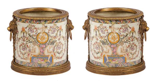 Appraisal: A pair of Regency style porcelain and gilt bronze mounted