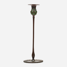 Appraisal: Tiffany Studios BLOWN-OUT CANDLESTICK MODEL USA c patinated bronze hand-blown