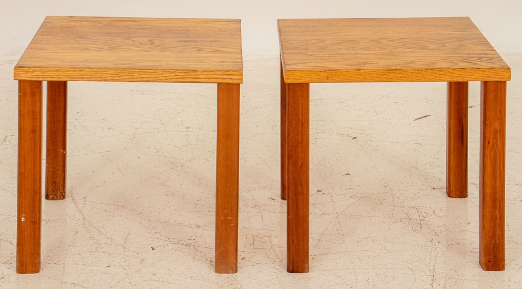 Appraisal: MODERN BLOND OAK SIDE TABLE NIGHTSTAND PAIR Pair of Modern