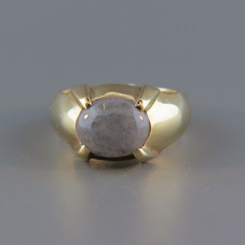 Appraisal: Jade Ring oval grey cabachon in heavy k yellow gold