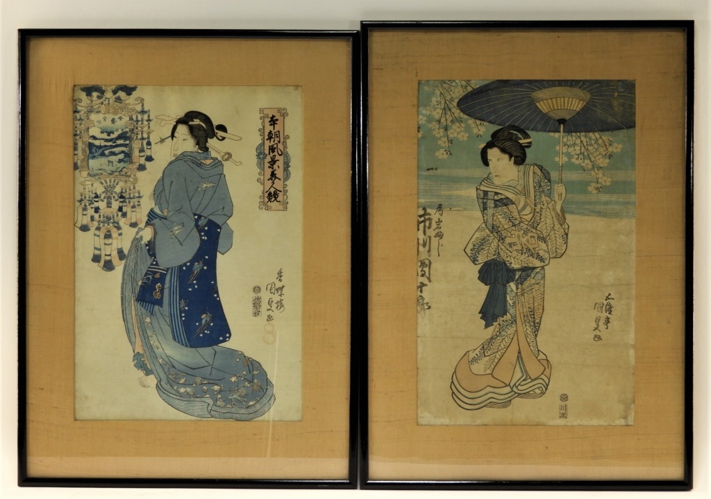 Appraisal: C JAPANESE WOODBLOCK PRINTS OF GEISHA Japan th CenturyEach depicting