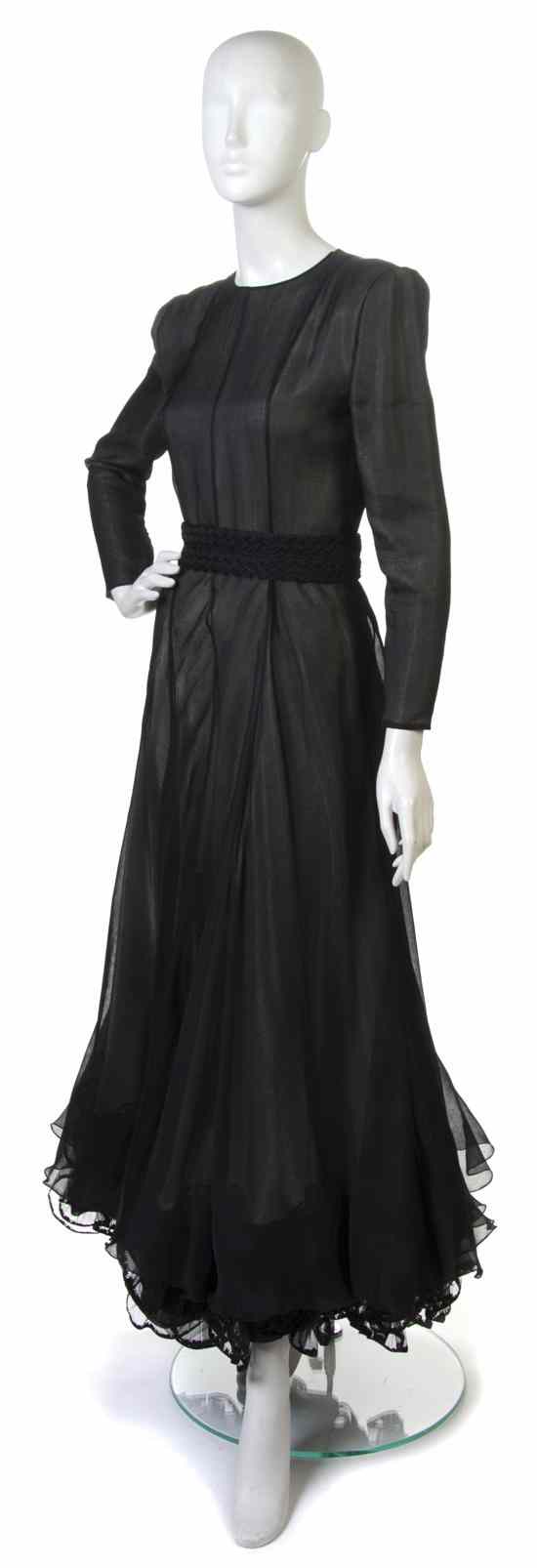 Appraisal: A Giorgio Armani Black and Gold Silk Organza Evening Gown