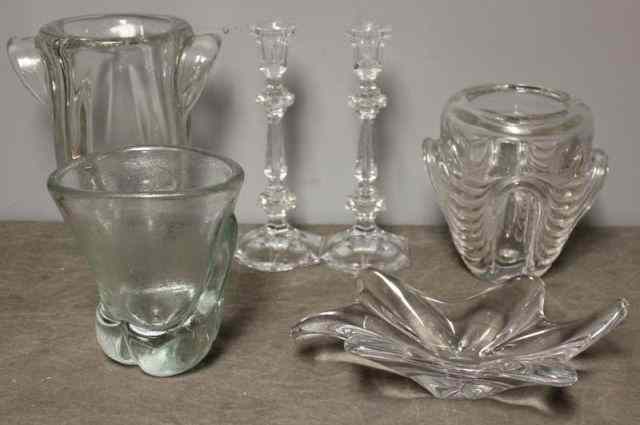 Appraisal: Midcentury Glass Lot Including Val St Lambert andVenini Mulano Includes