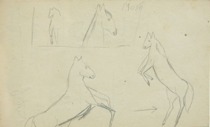 Appraisal: Unknown Artist Untitled Sketch of Three Horses Pencil on paper