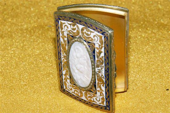 Appraisal: SILVER VERMEIL CAMEO SNUFF BOX Rectangular with enameled lid in