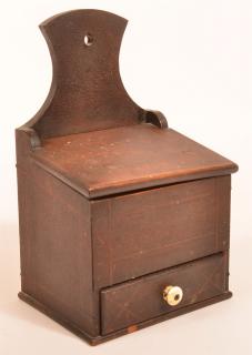 Appraisal: Walnut Hanging Salt Box Inlay M E S FEB on