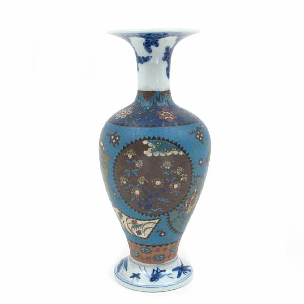 Appraisal: A blue and white porcelain vase with polychrome cloisonne decoration