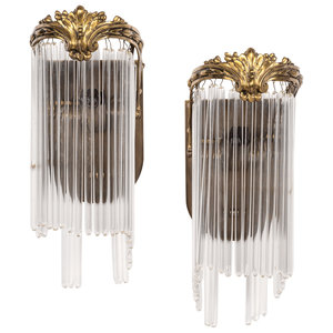 Appraisal: A Pair of Gilt Brass Single-Light Sconces in the Style