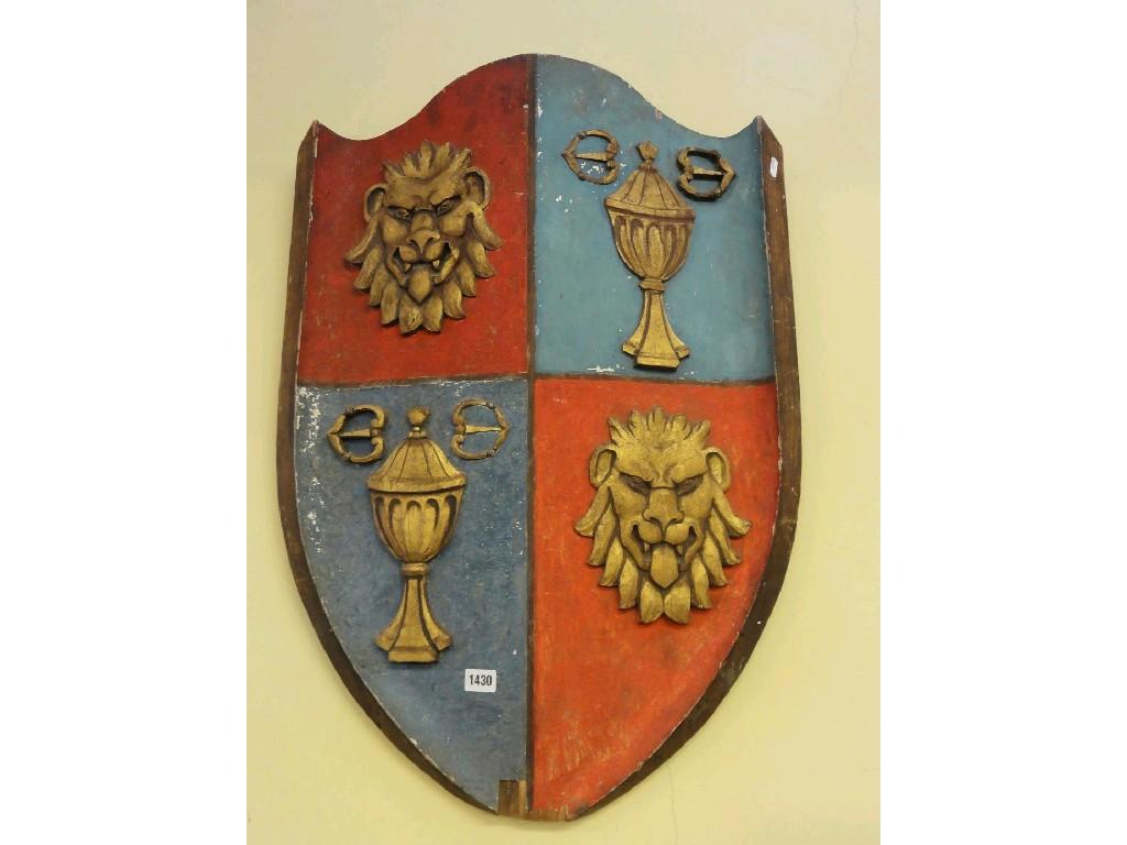 Appraisal: A th century shield shaped Guild Arms with painted finish