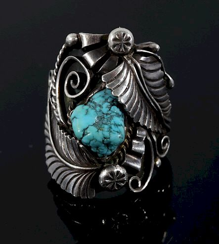 Appraisal: Signed Ornate Navajo Sterling Silver Ring Included in this lot