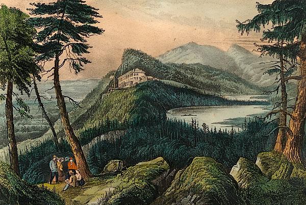 Appraisal: THREE CURRIER IVES CATSKILL MOUNTAIN PRINTS PLUS four hand-colored small