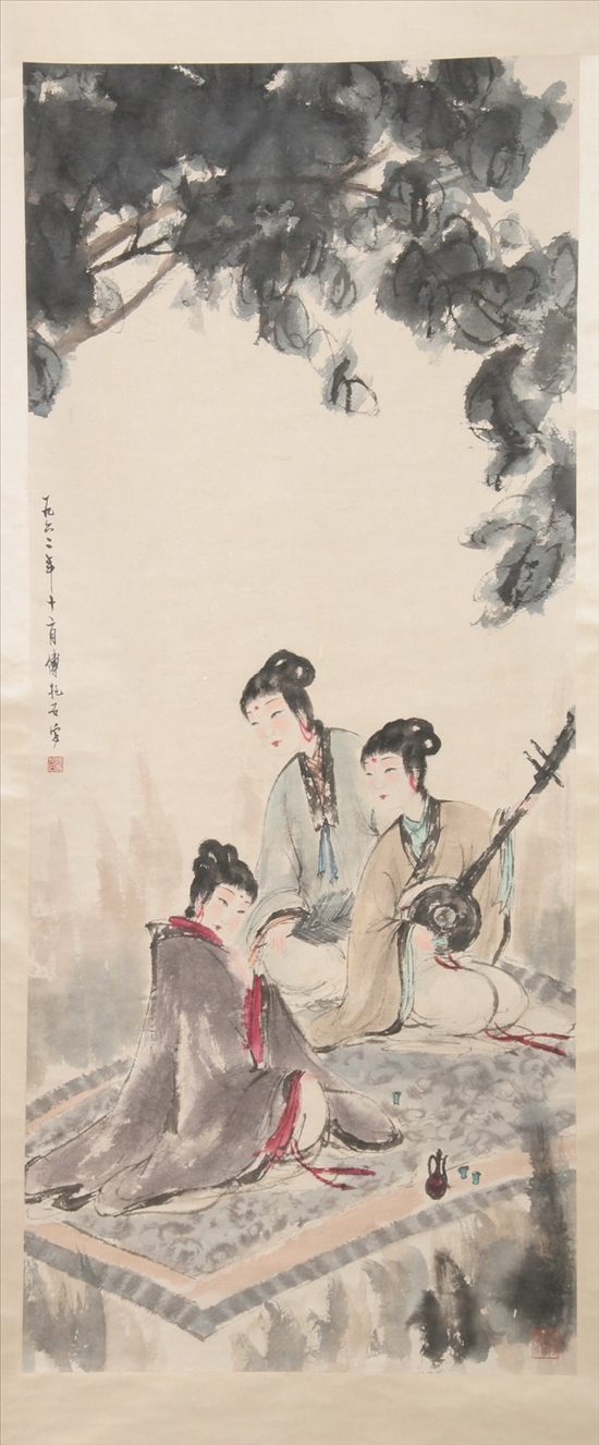 Appraisal: AFTER QI BAISHI - Female Musicians Signed and dated ink