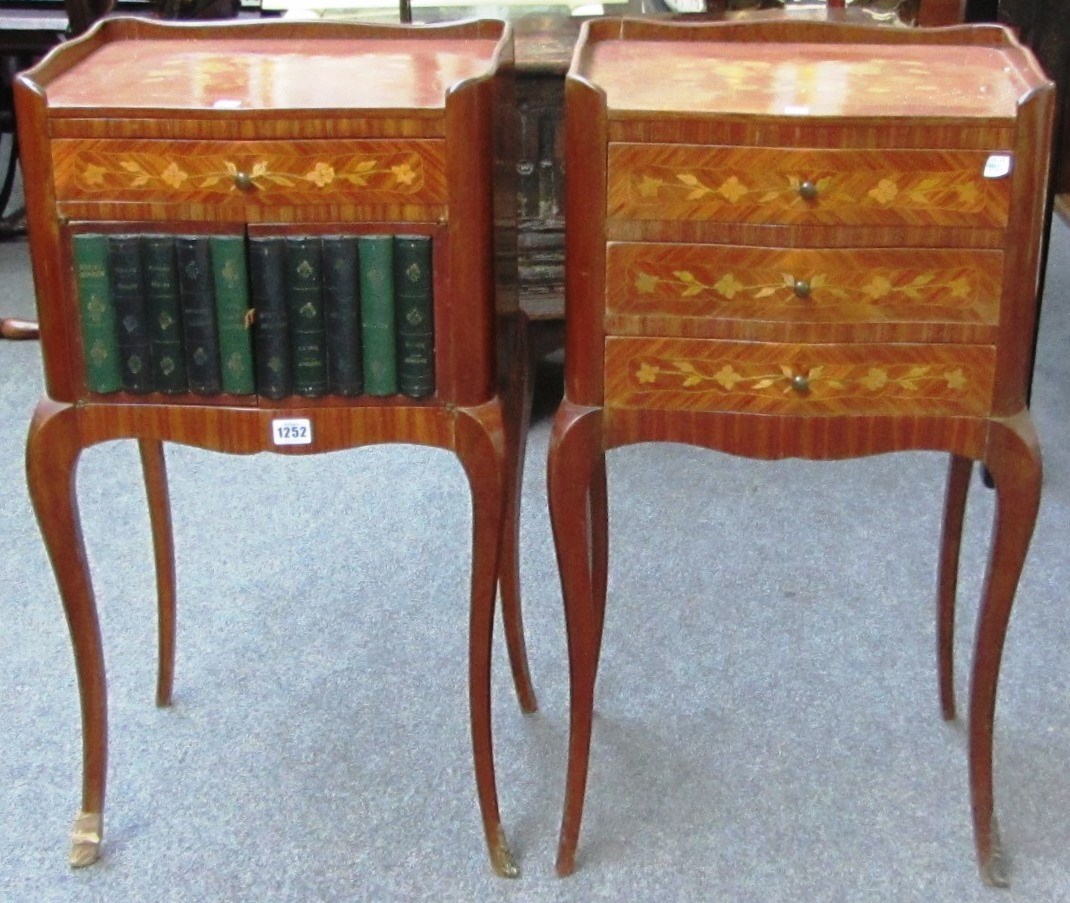 Appraisal: A similar pair of Louis XV style marquetry inlaid Kingwood