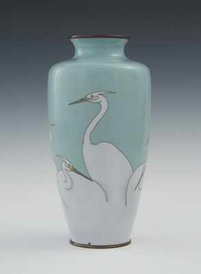 Appraisal: A Cloisonne Crane Vase Meiji Period The vase decorated with