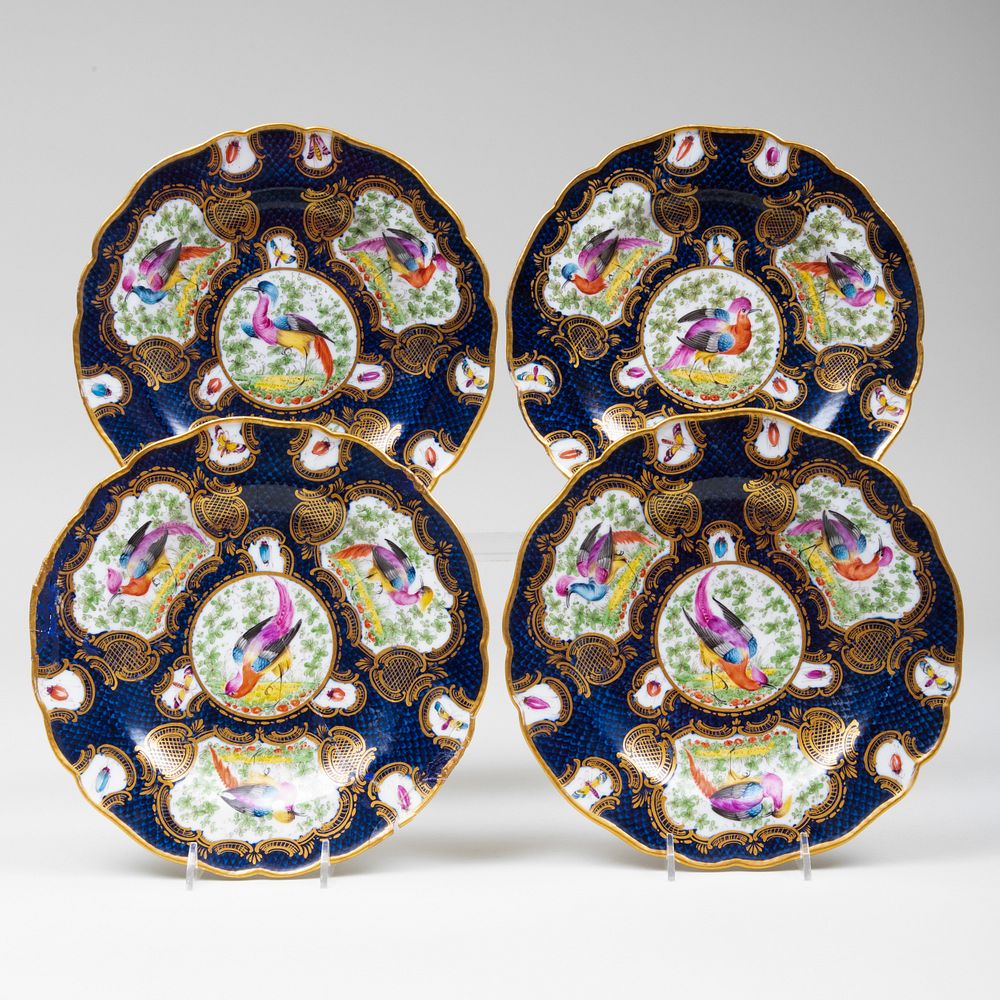 Appraisal: Set of Four English Porcelain Blue Scale Plates in diam