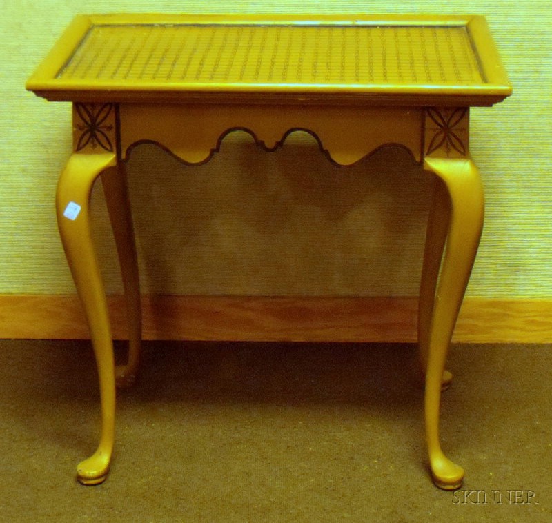 Appraisal: Paint Decorated Baroque-style Tray-top Tea Table