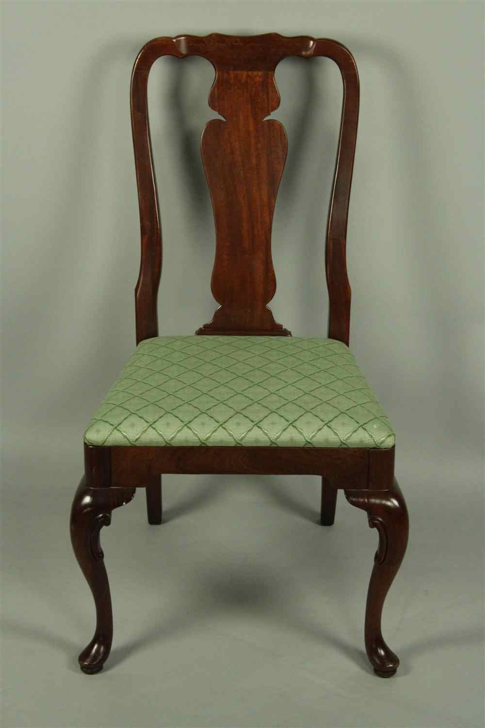 Appraisal: QUEEN ANNE STYLE MAHOGANY SIDE CHAIR having a rounded crest