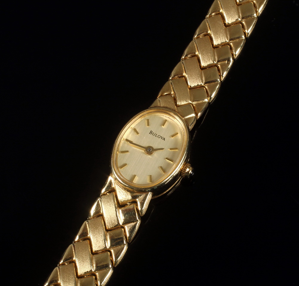 Appraisal: LADY'S WRISTWATCH - Bulova K yellow gold Oval Small Face