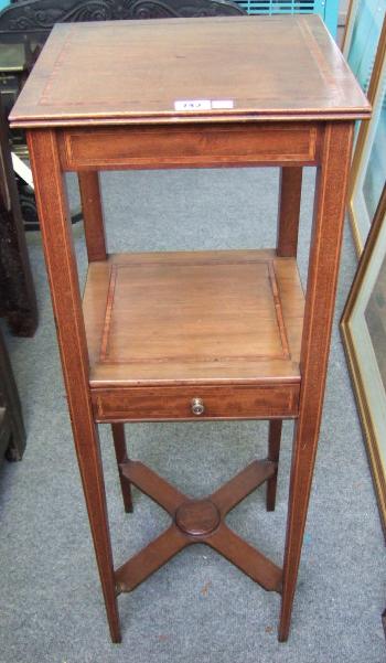 Appraisal: A late th century mahogany and satinwood banded wash stand