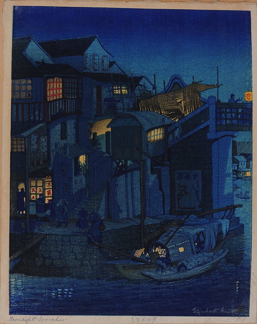 Appraisal: ELIZABETH KEITH - 'Moonlight Soochow' woodcut in colours pencil signed