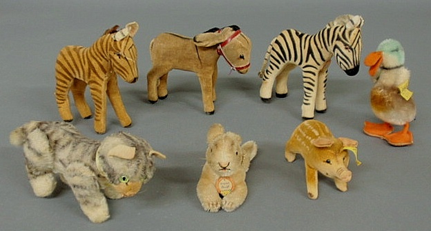 Appraisal: Seven small Steiff animals to include a zebra h and