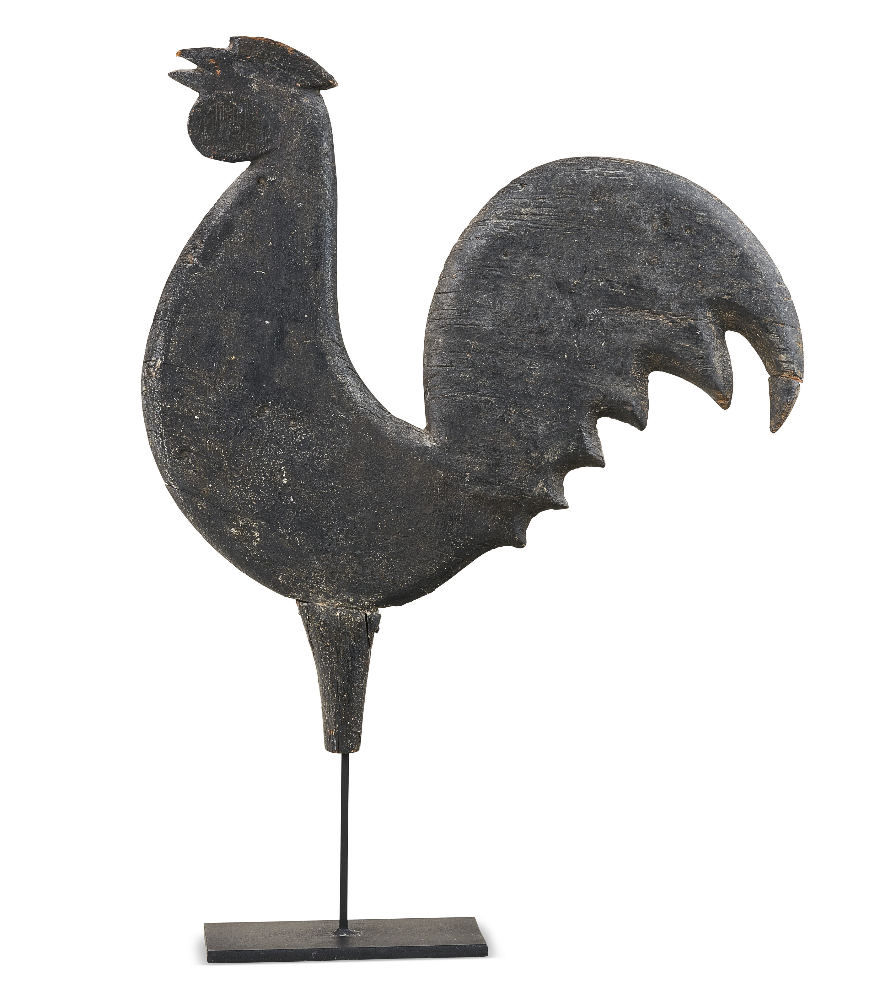 Appraisal: A CARVED AND PAINTED CROWING COCK WEATHERVANE AMERICAN CIRCA in