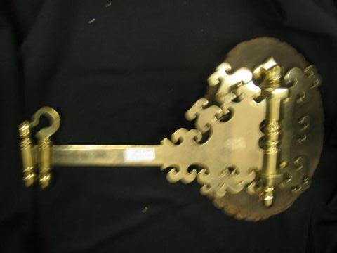 Appraisal: Victorian Brass Fireplace Bracket for hanging pot or kettle swing