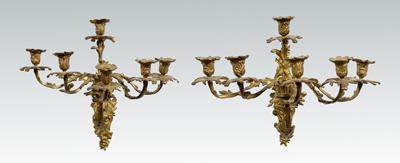 Appraisal: Pair six-cup brass sconces each with five movable arms below