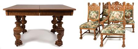 Appraisal: American Renaissance Revival Carved Oak Extension Dining Table T w