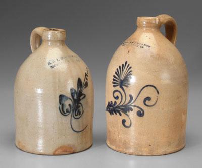 Appraisal: Two Vermont salt-glazed stoneware jugs one marked quot E amp