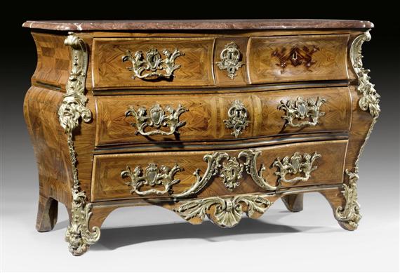 Appraisal: COMMODE EN TOMBEAU Louis XV stamped MONDON Francois Mondon maitre