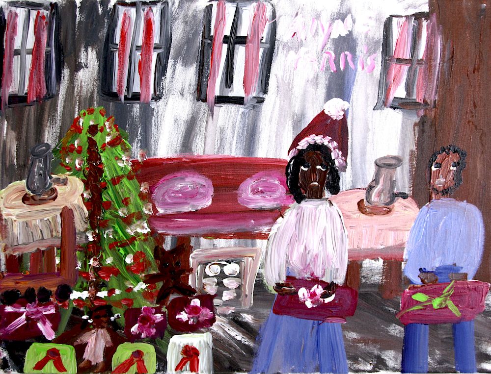 Appraisal: Outsider Art Alyne Harris Untitled Christmas scene Harris Alyne b