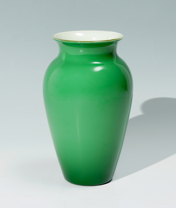 Appraisal: VICTOR DURAND SIGNED GREEN ART GLASS VASE Signed Durand -