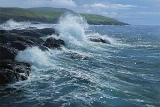 Appraisal: Peter Ellenshaw Crashing waves along the Irish coast signed and