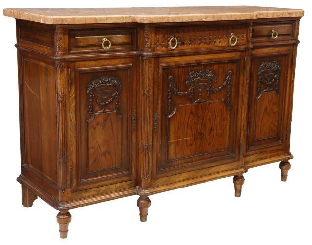 Appraisal: Louis XVI style breakfront sideboard early th c shaped marble