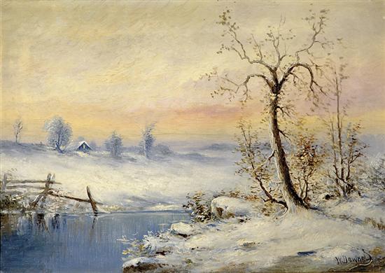 Appraisal: Walter Downs Maryland early th century WINTER LANDSCAPEoil on canvas