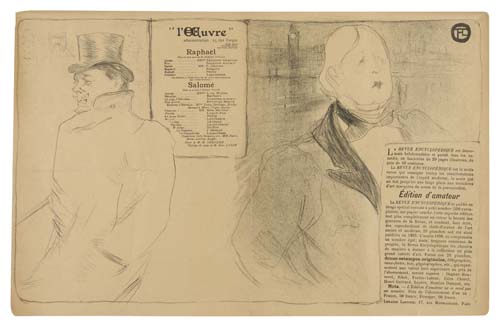 Appraisal: HENRI TOULOUSE-LAUTREC Oscar Wilde et Romain Coolus Lithograph x mm