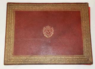 Appraisal: Armorial leather porfolio having an embossed gilt decorated border Armorial