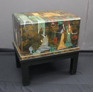 Appraisal: Chinese Lacquerware Chest on Stand Chinese Lacquerware Chest on Stand