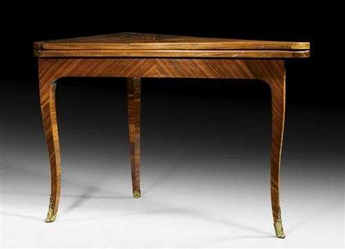 Appraisal: TRIANGULAR GAMES TABLE late Louis XV Paris th century Satinwood