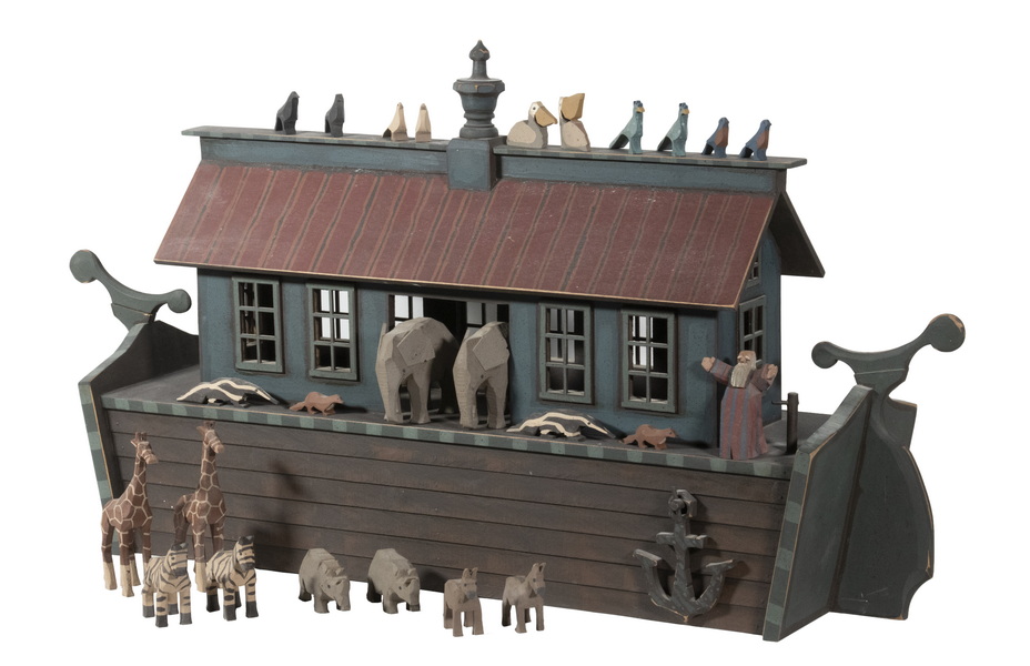 Appraisal: CONTEMPORARY FOLK ART NOAH'S ARK Fantastic Carved Wood Ark with