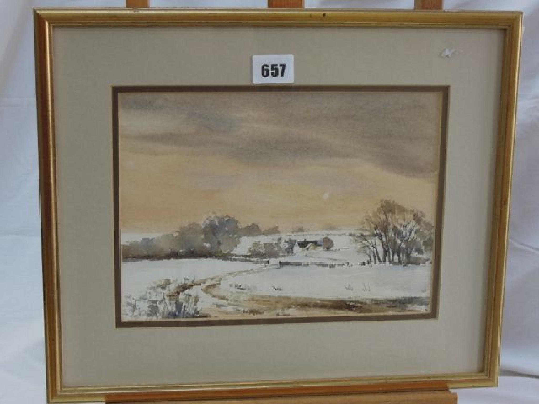 Appraisal: A watercolour by Jane Lampard of a winter landscape signed