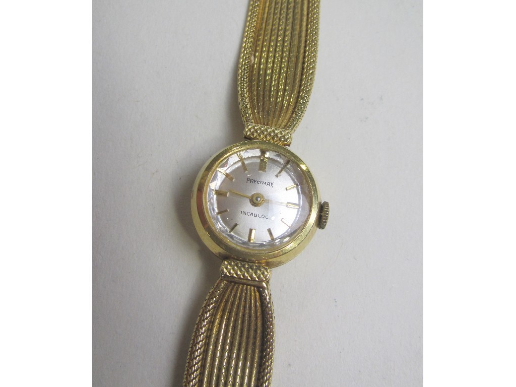 Appraisal: Ladies ct gold Precimax wrist watch with silvered dial gilt